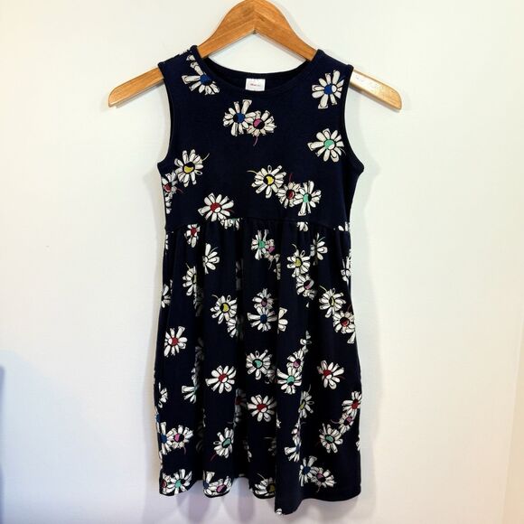 Hanna Andersson Floral Play Dress Girls Sz 8 Pockets Navy Sleeveless - Picture 1 of 12